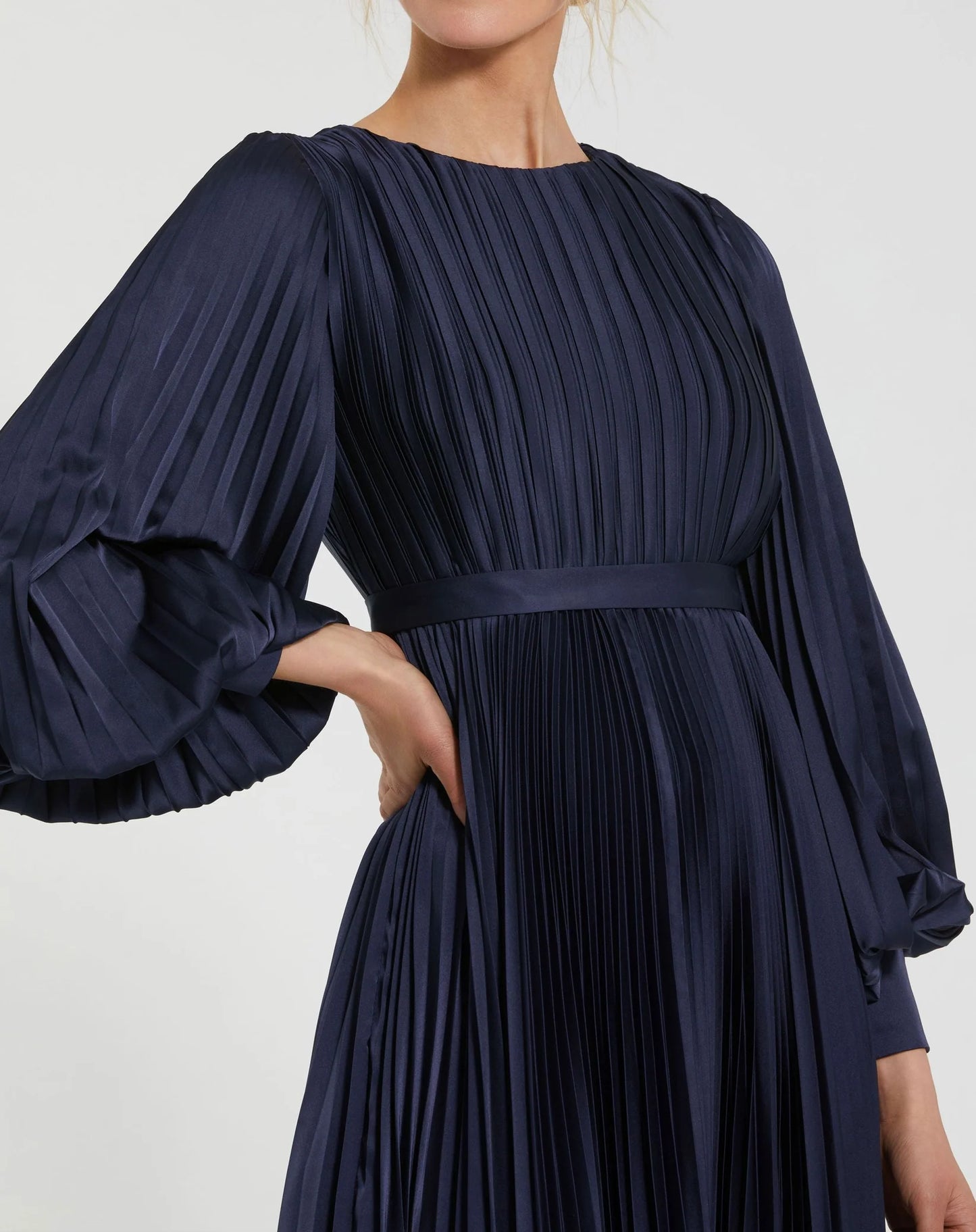 Long Sleeve Pleated Handkerchief Dress
