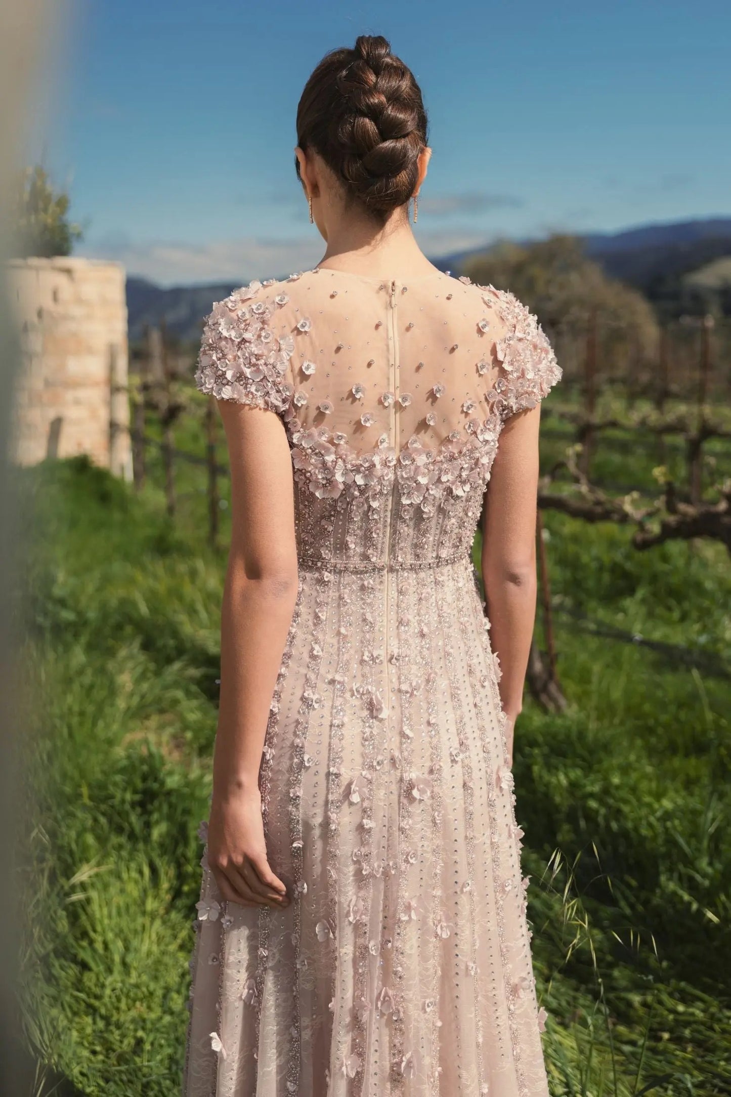 Embellished Lace Illusion Neck A-Line Gown