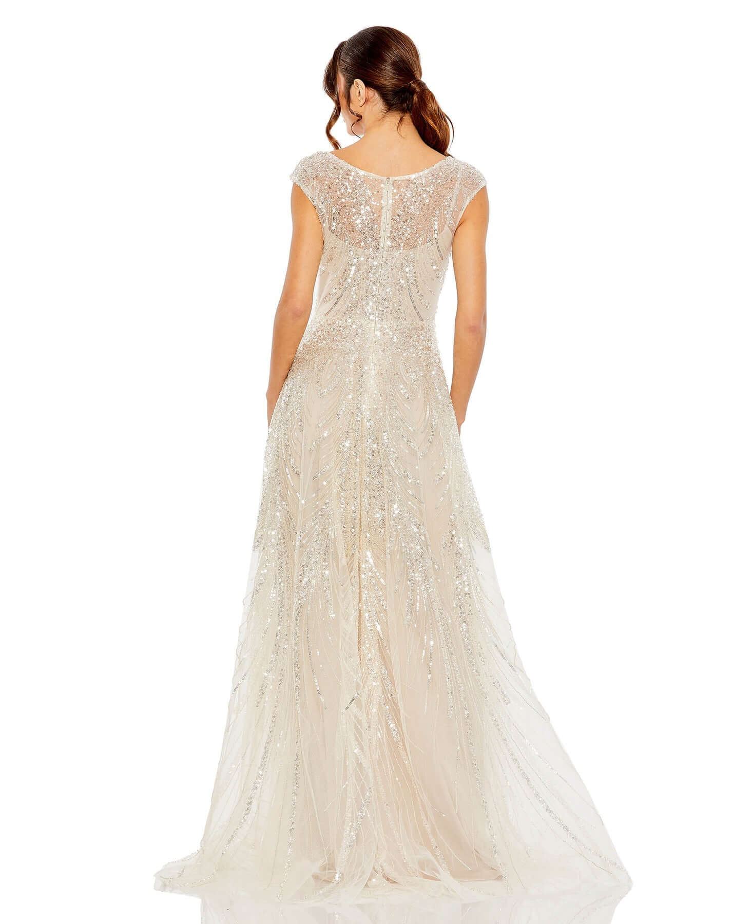 Mac Duggal Style#20524, Cap Sleeve High Neck Embellished A Line Gown, A line,beaded,Bridal,Cap Sleeve,Floor Length,Newest Arrivals, $1100.00