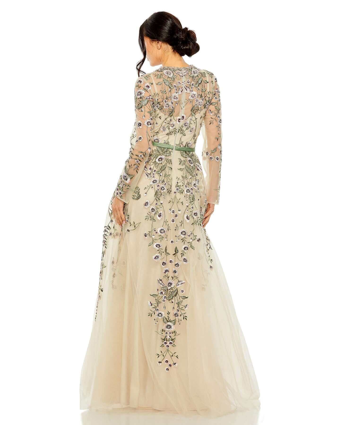 Mac Duggal Style#20580, Long Sleeve Embellished Gown, A line,beaded,Bridal,Embroidery,Floor Length,long sleeve,Newest Arrivals, $1150.00