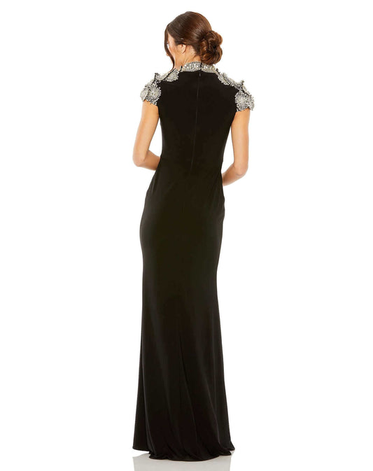 Mac Duggal Style#42055, High Neck Embellished Column Gown, beaded,Cap Sleeve,Floor Length,Newest Arrivals,Sheath, $1200.00