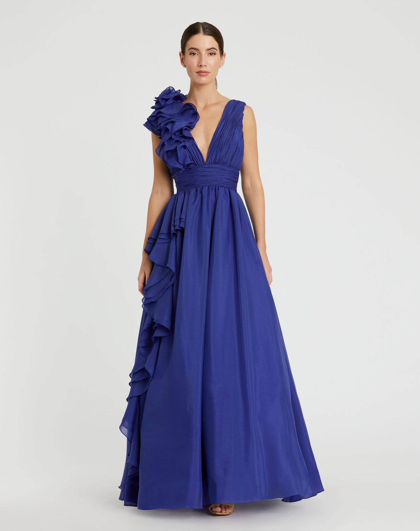 Ruffle Detailed Evening Ball Gown