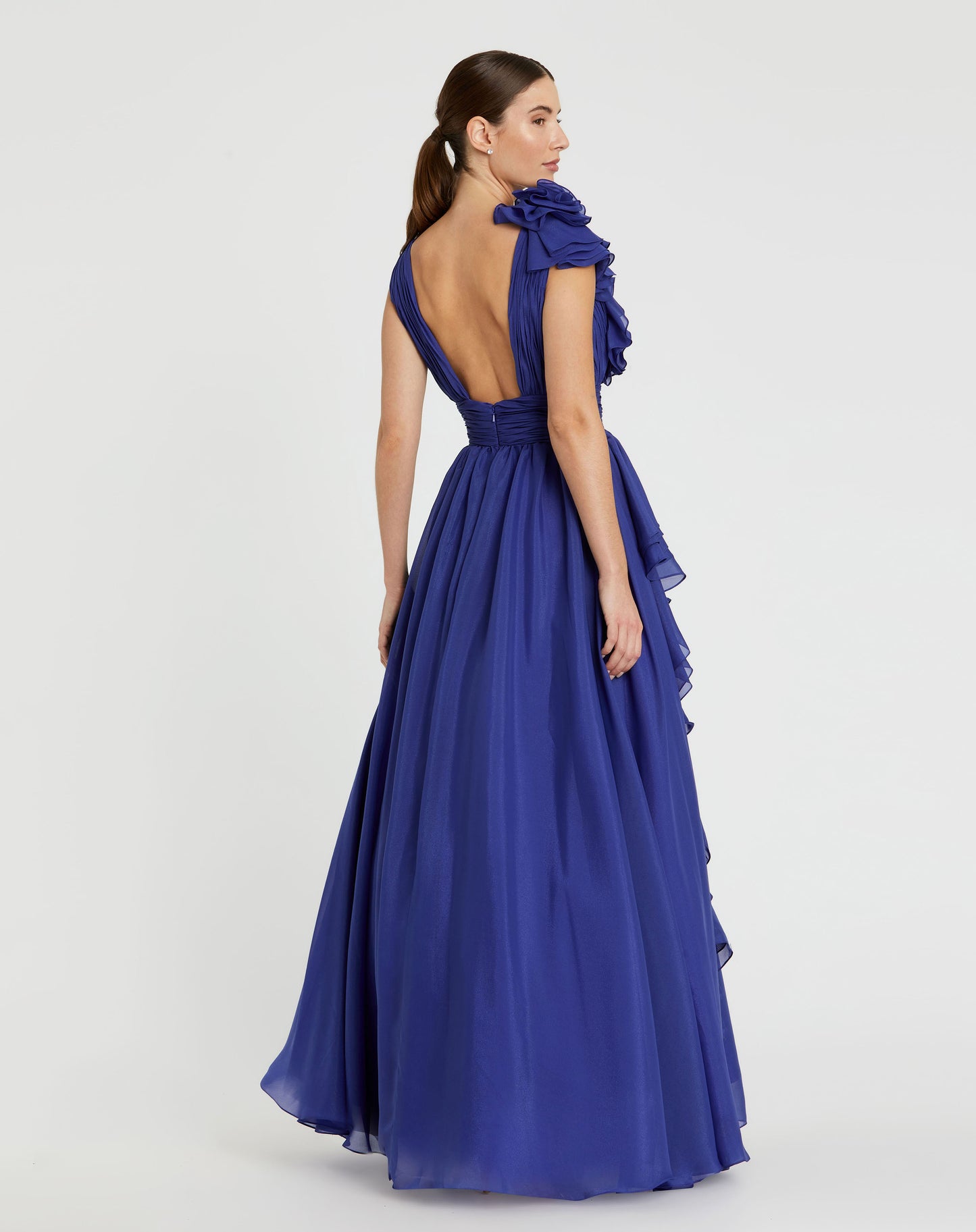 Ruffle Detailed Evening Ball Gown