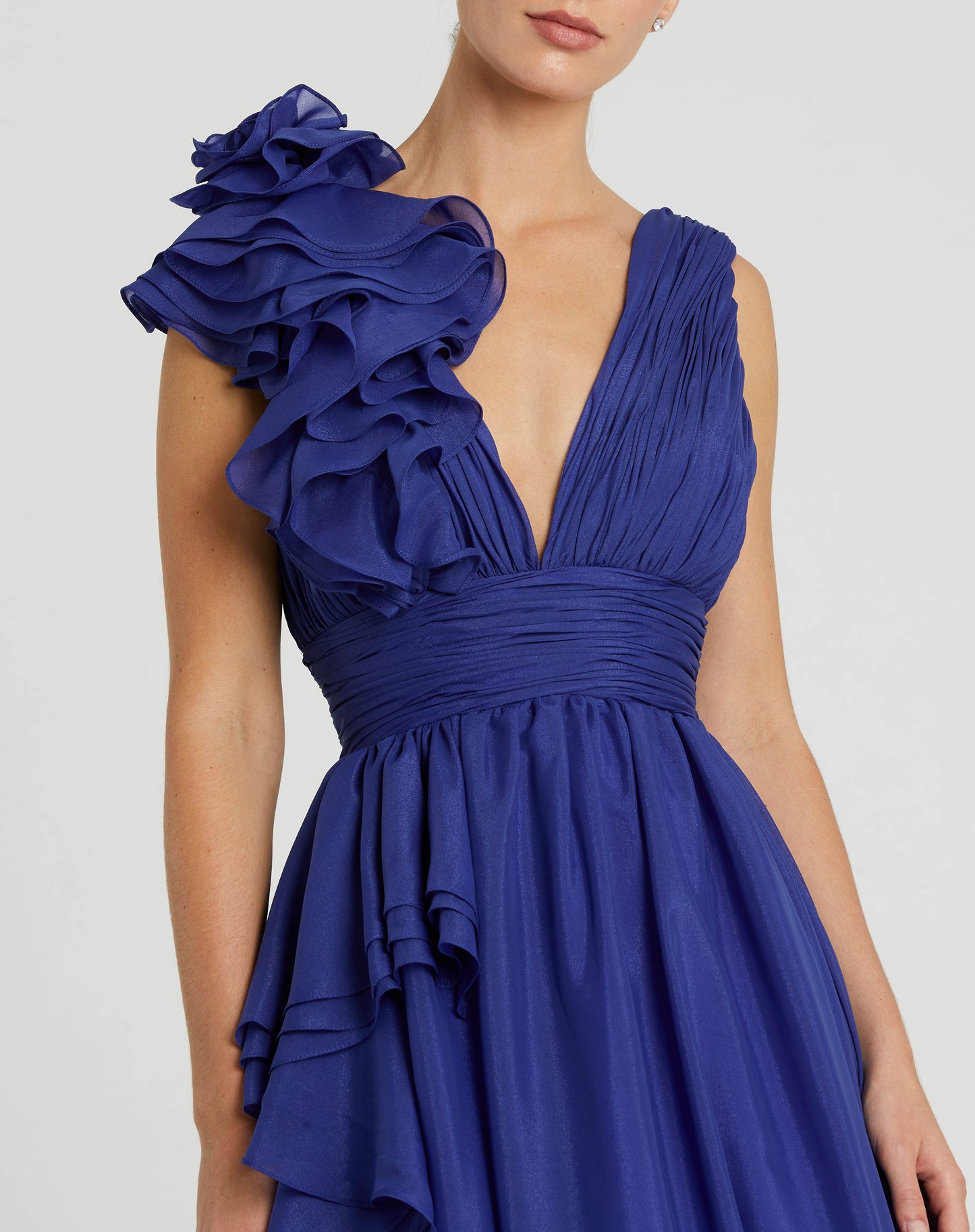 Ruffle Detailed Evening Ball Gown