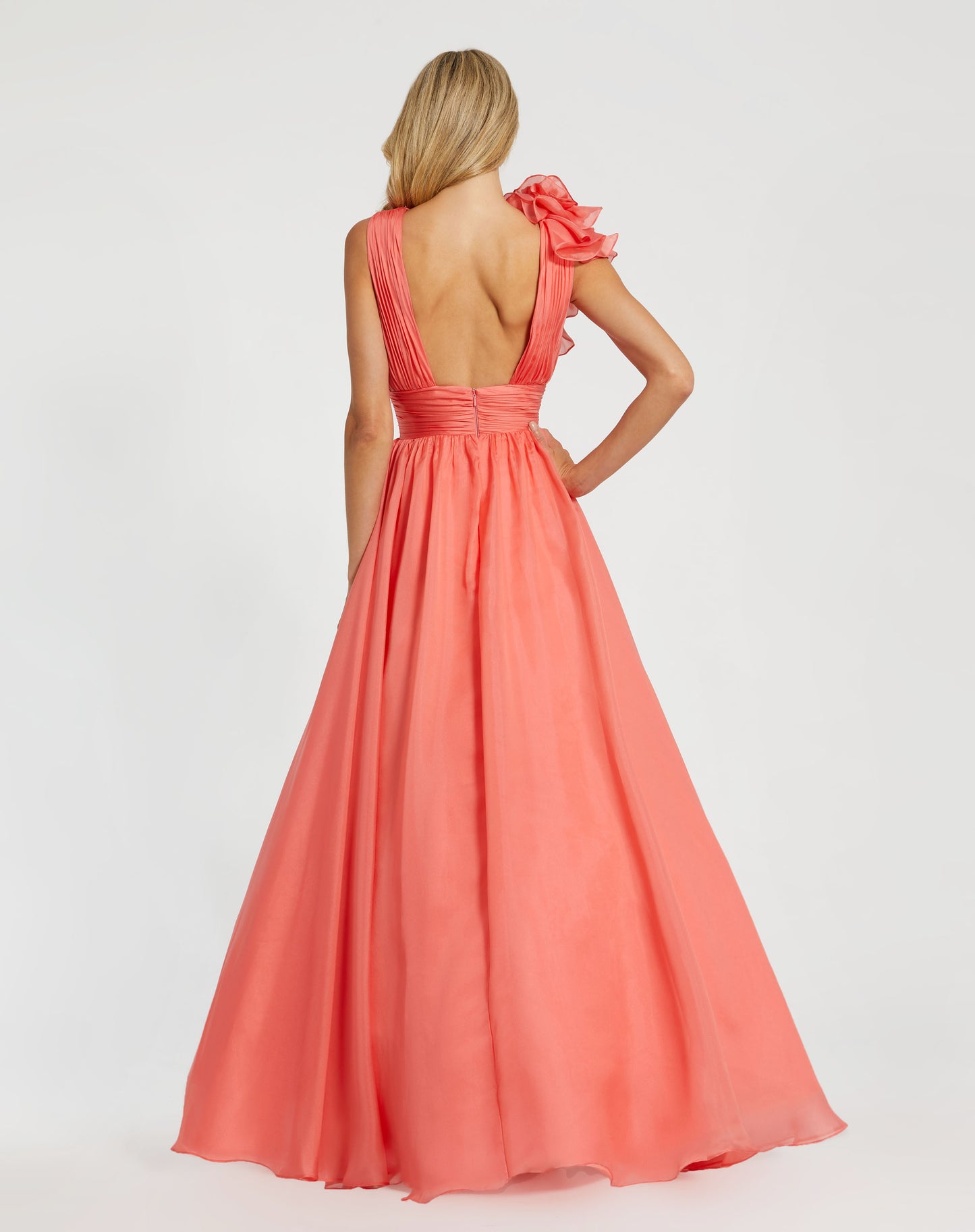 Ruffle Detailed Evening Ball Gown