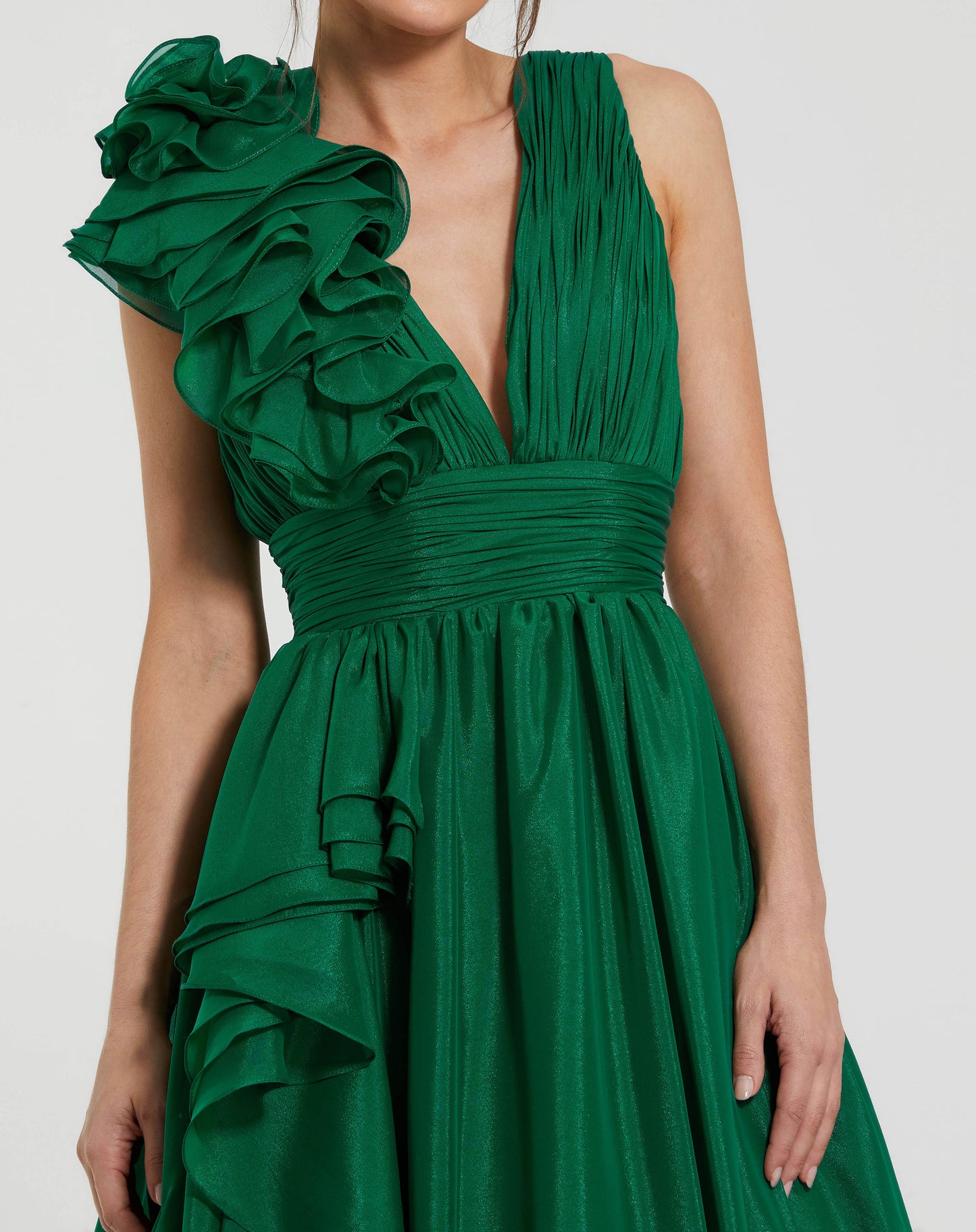 Ruffle Detailed Evening Ball Gown