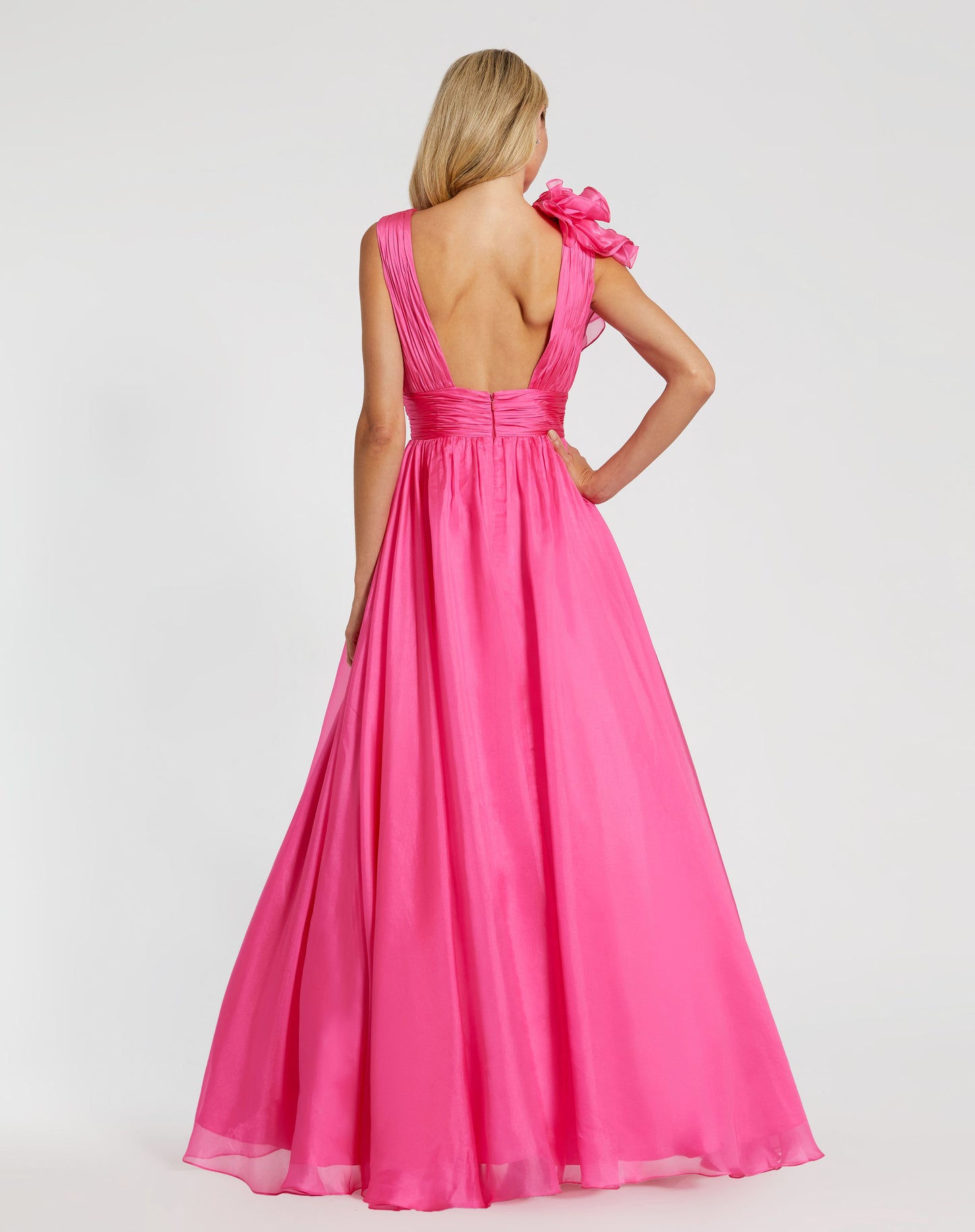 Ruffle Detailed Evening Ball Gown