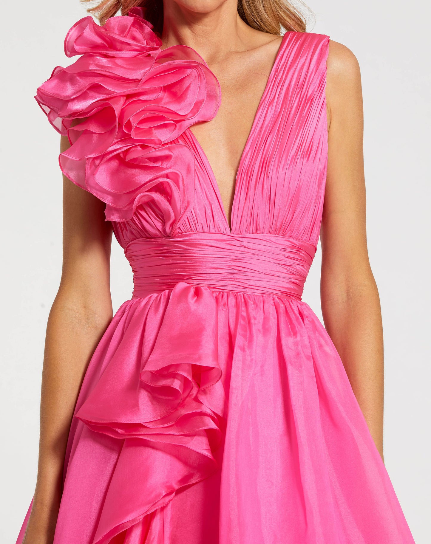 Ruffle Detailed Evening Ball Gown