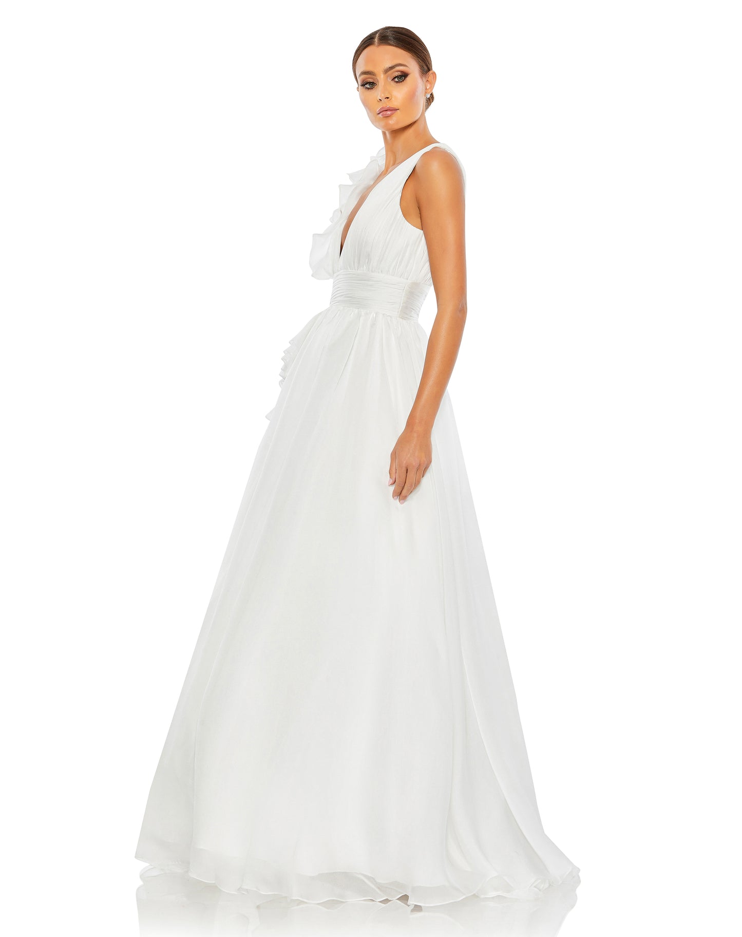 Ruffle Detailed Evening Ball Gown