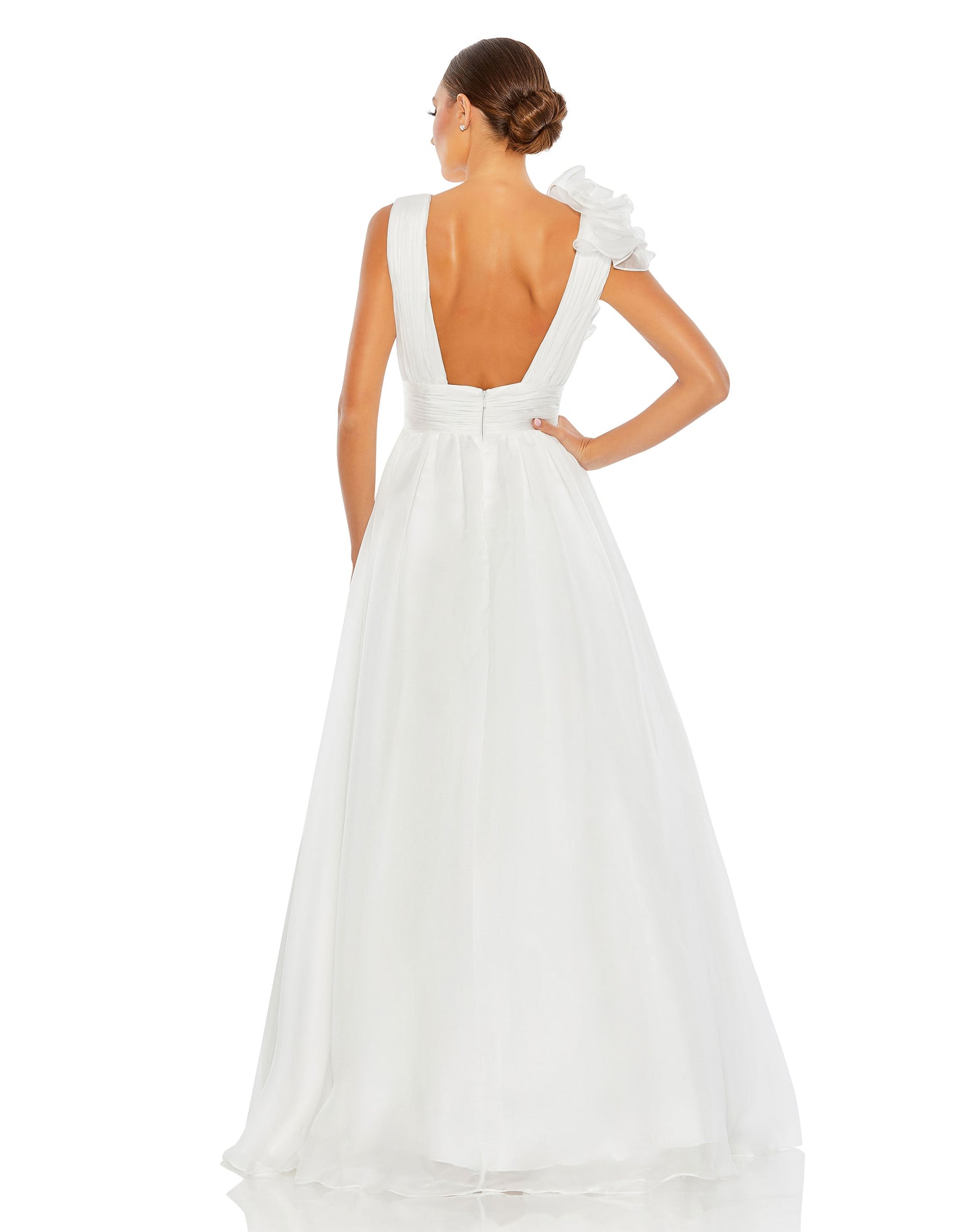 Ruffle Detailed Evening Ball Gown
