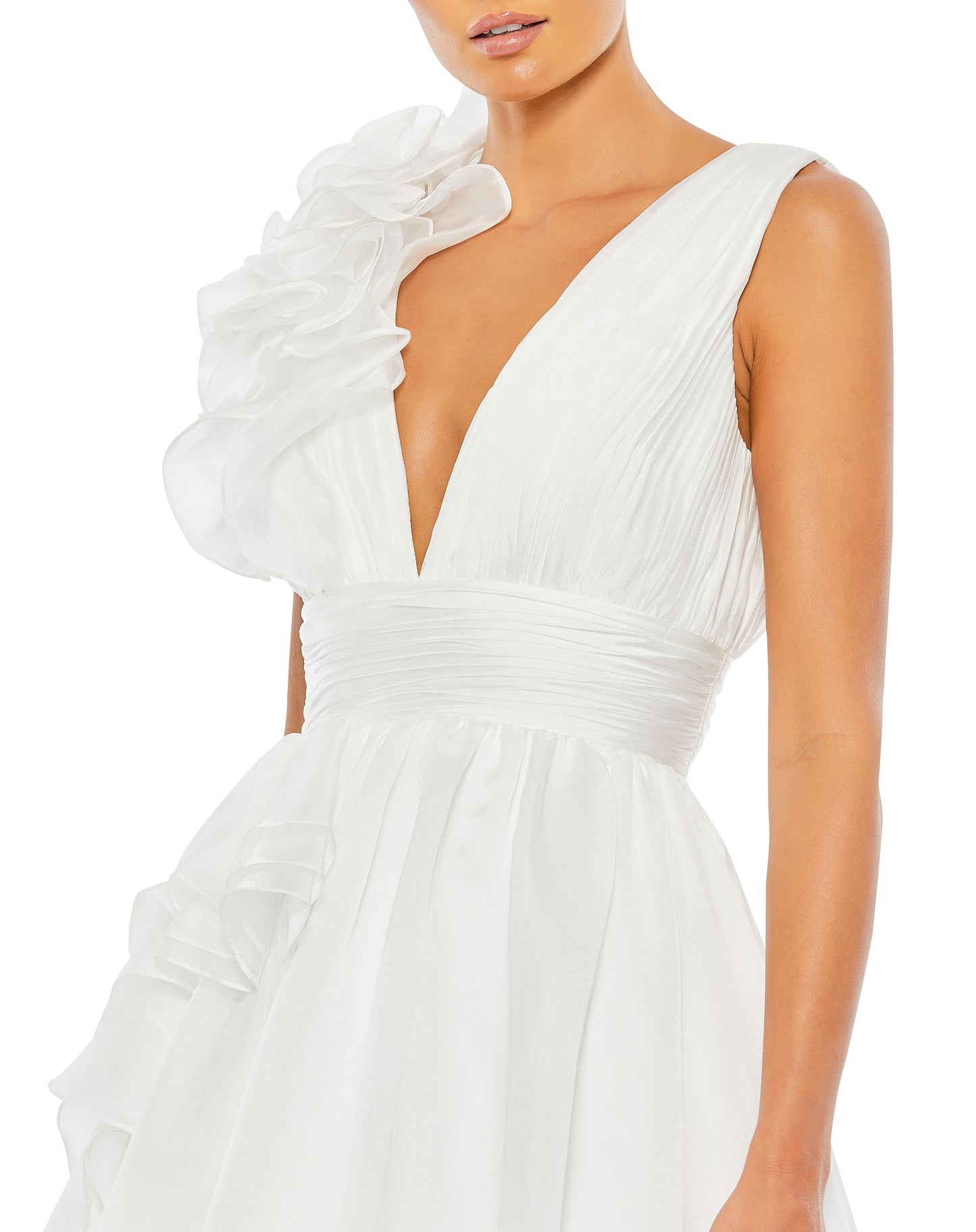 Ruffle Detailed Evening Ball Gown