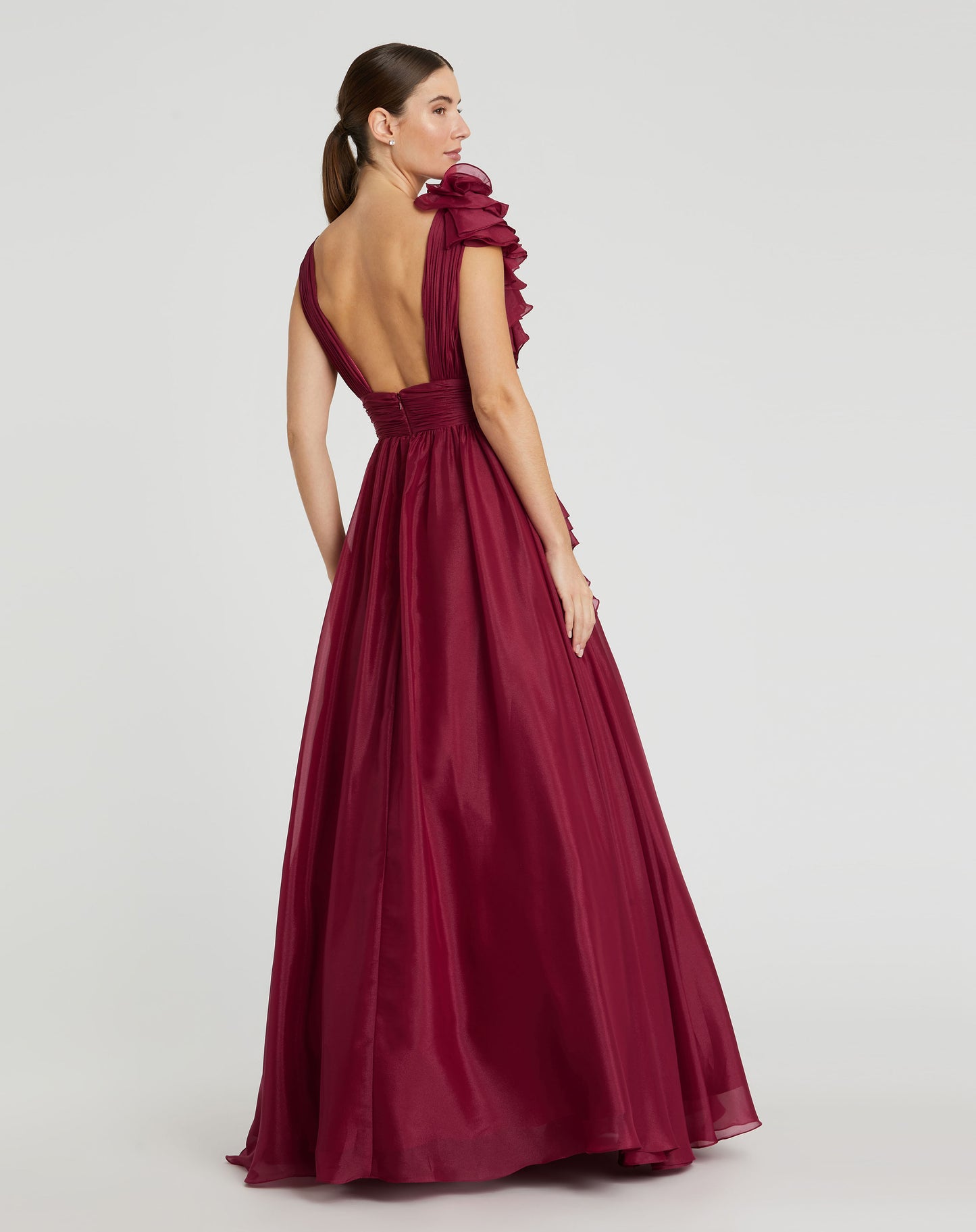 Ruffle Detailed Evening Ball Gown