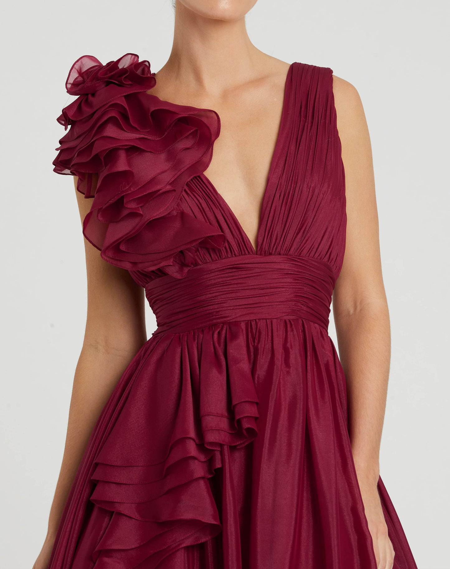 Ruffle Detailed Evening Ball Gown