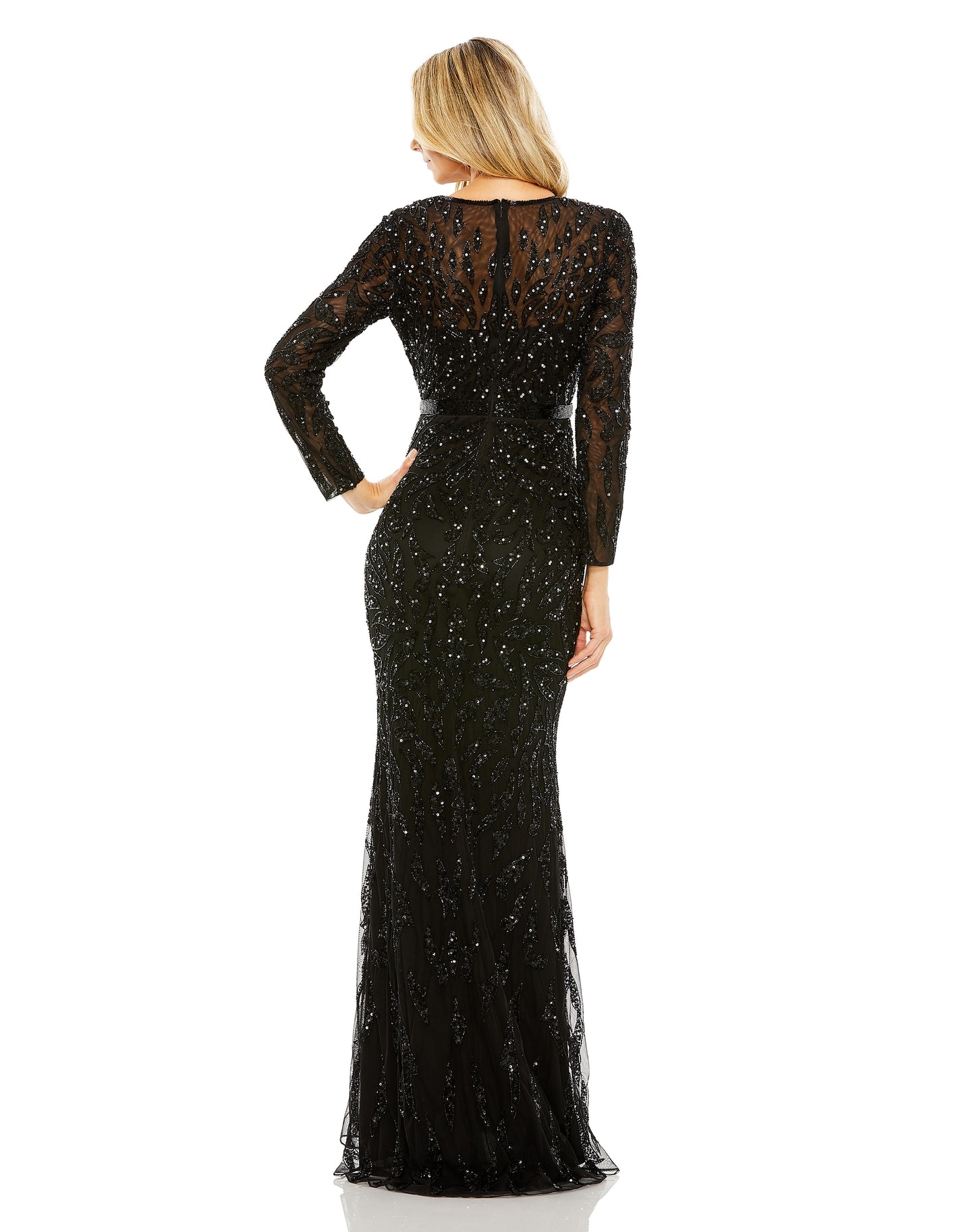 Mac Duggal Style#5124, Beaded Long Sleeve Evening Gown, Floor Length,long sleeve,Newest Arrivals,Sequin,Sheath, $850.00