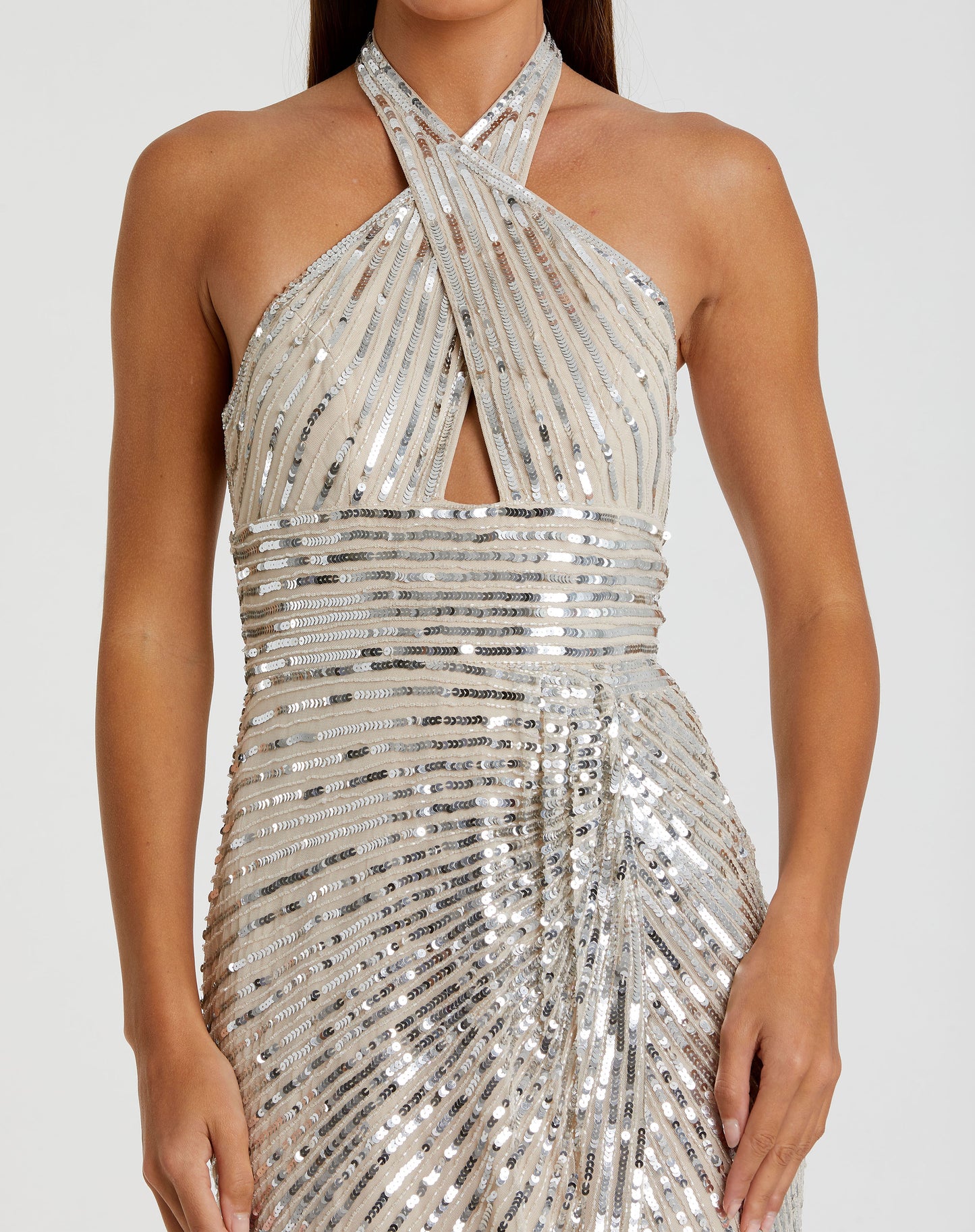 Cross Halter Sequinned Gown