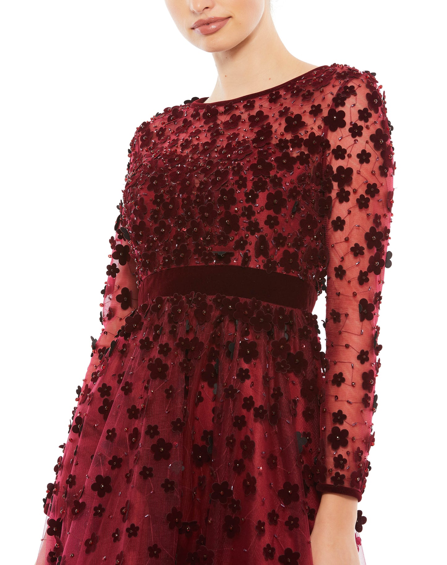Elegant Velvet Floral Cocktail Dress