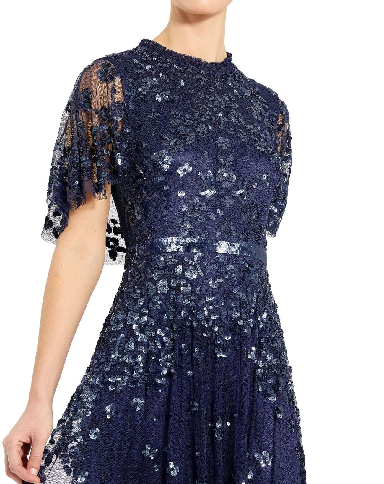 Mac Duggal Style#9192, Sequined High Neck Flutter Sleeve A Line Gown, A line,beaded,Floor Length,Newest Arrivals,Sequin,Short Sleeve, $1100.00