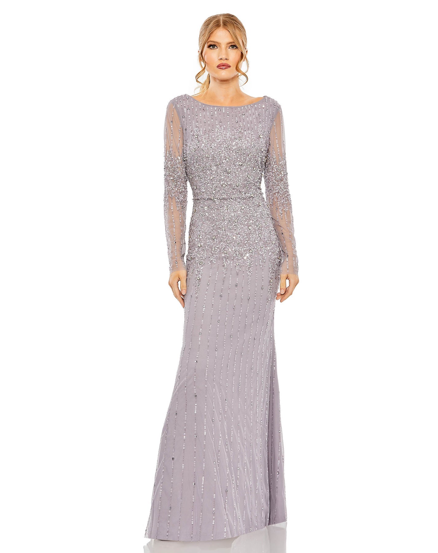 High neck sequin gown with train mac duggal hotsell