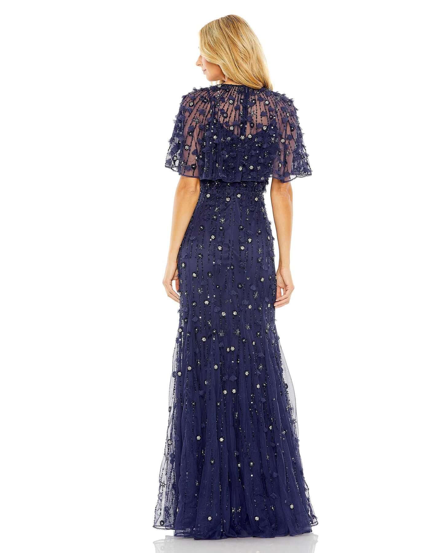 Mac Duggal Style#93653, Embellished Illusion Cape Sleeve Trumpet Gown, Cape Sleeves,Floor Length,Newest Arrivals, $925.00