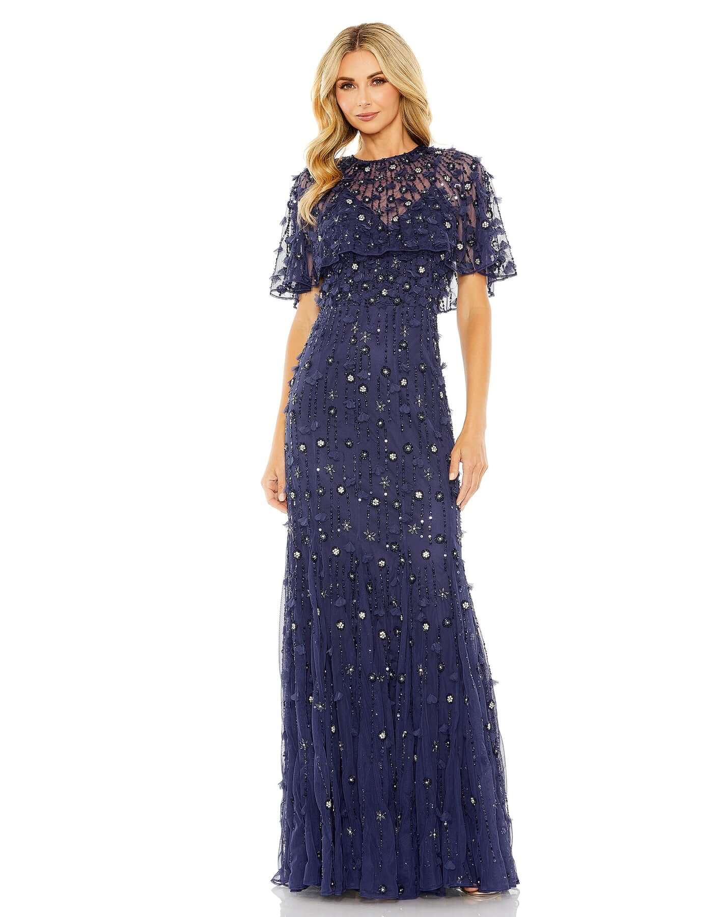 Mac Duggal Style#93653, Embellished Illusion Cape Sleeve Trumpet Gown, Cape Sleeves,Floor Length,Newest Arrivals, $925.00