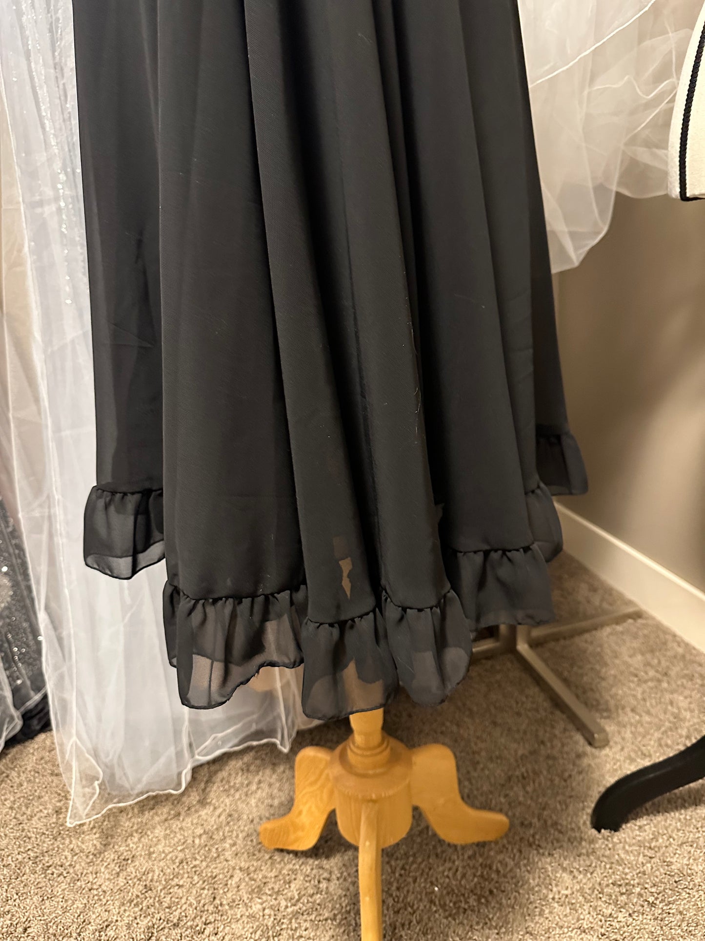 High Neck Ruffle Hem Cape Mini Dress - AS IS