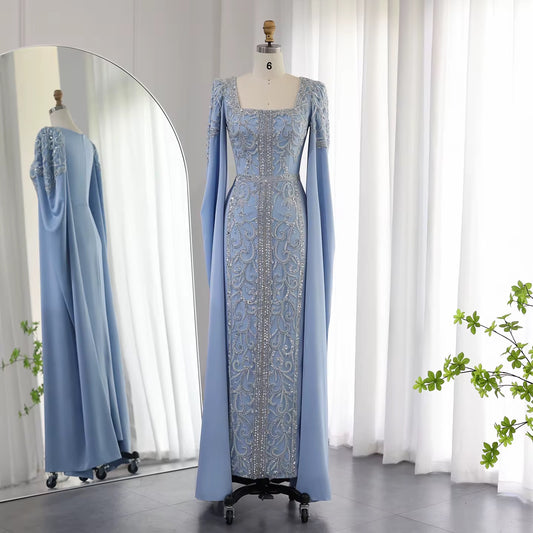 Kaftan style cape sleeves gown