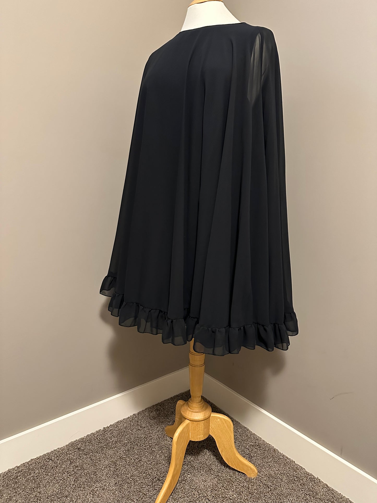 High Neck Ruffle Hem Cape Mini Dress - AS IS