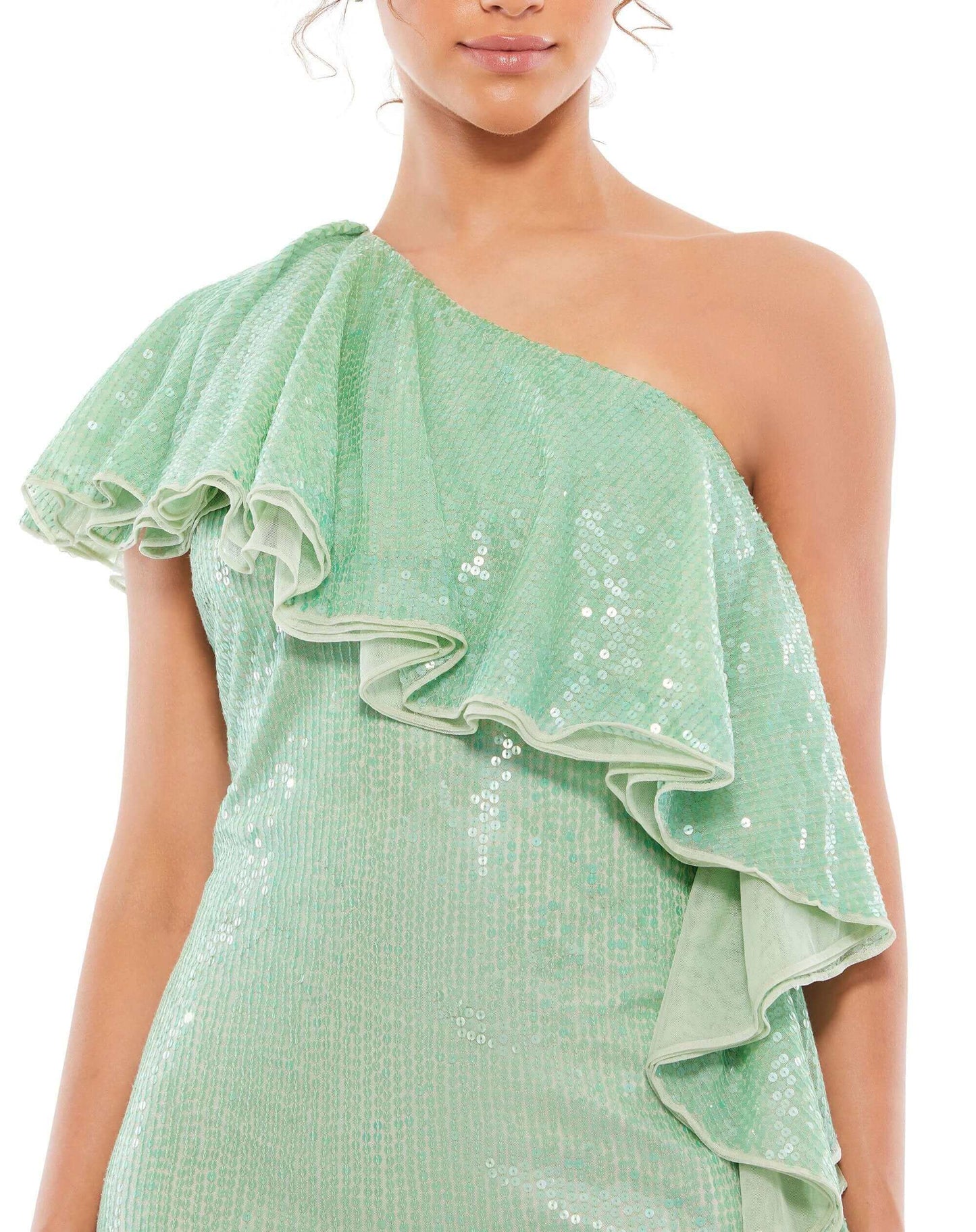 Mac Duggal Style#10800, One Shoulder Sequined Ruffle Mini Dress, Cocktail,Mini,One Shoulder,SALE,Sequin,short, $450.00