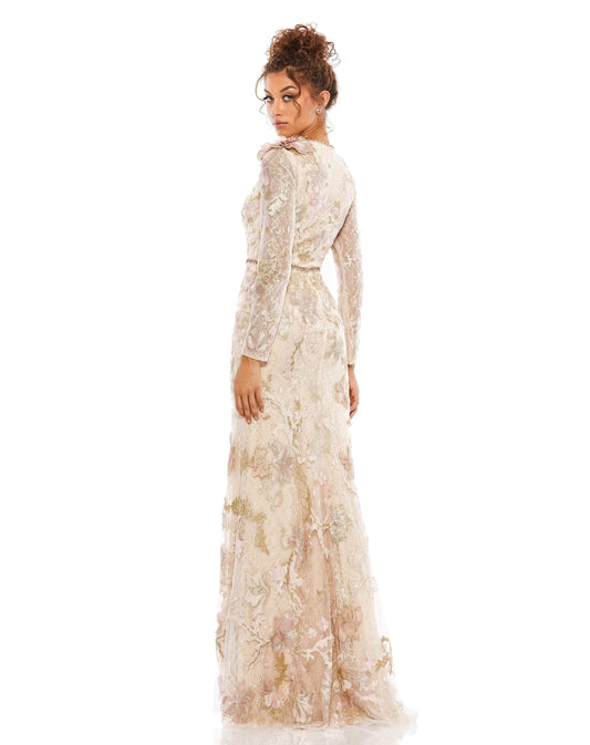Mac Duggal Style#11174, Floral Embroidered Lace Trumpet Gown, Floor Length,Lace,long sleeve,Sheath, $1100.00