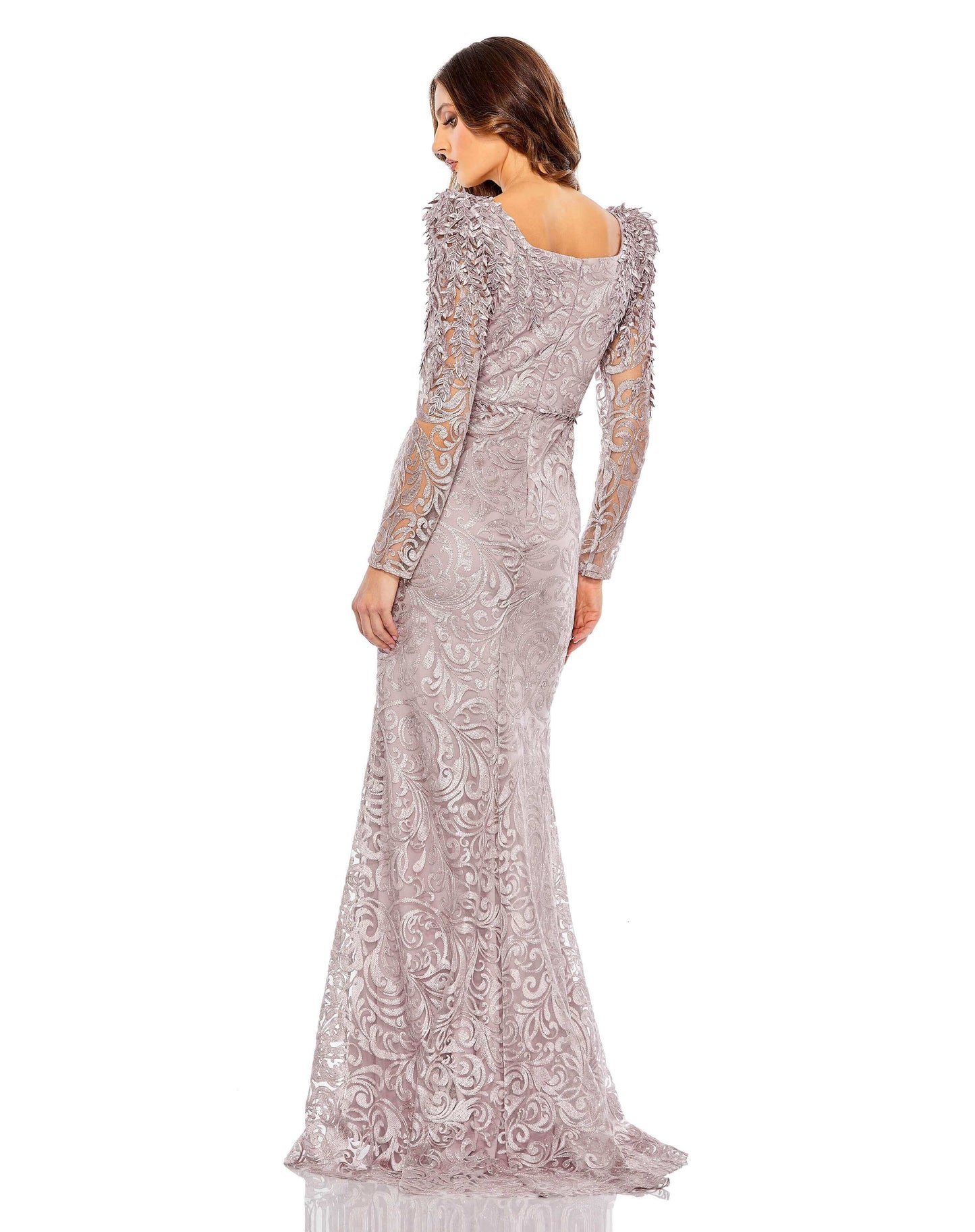 Mac Duggal Style#11187, Embroidered Appliqué Shoulder Detail Trumpet Gown, beaded,Embroidery,Floor Length,Lace,long sleeve,Newest Arrivals,Sheath, $950.00