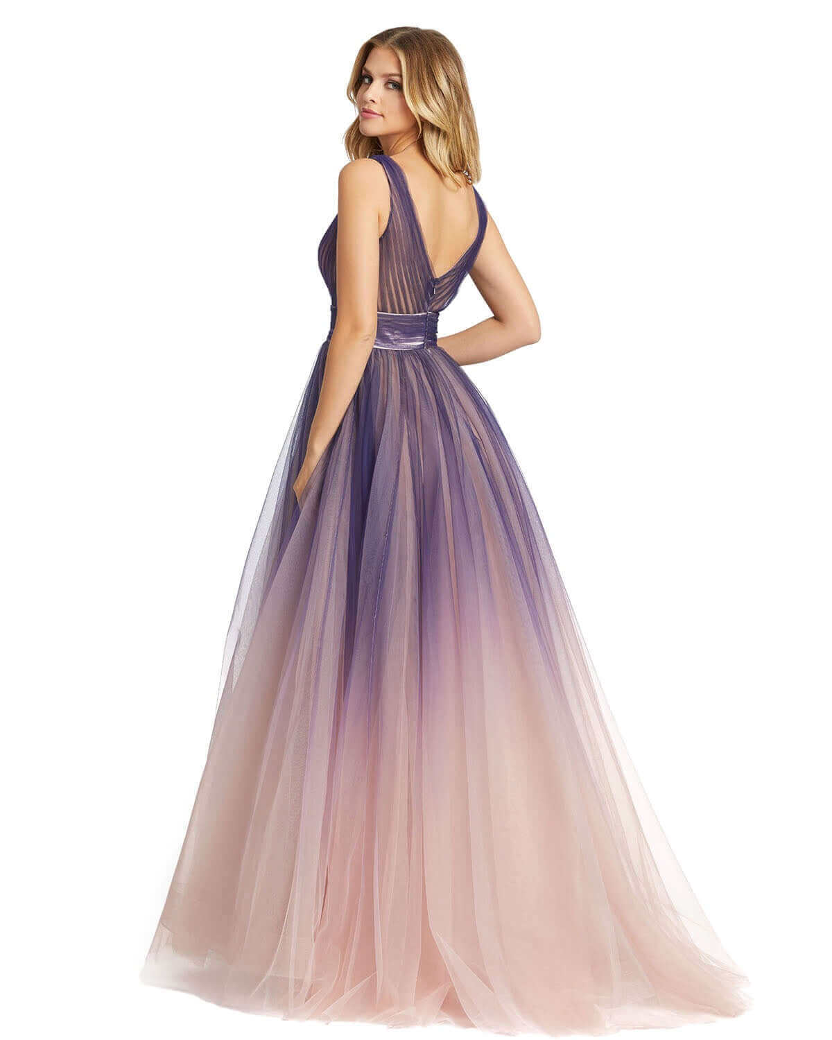 Mac Duggal Style#20221, Purple Ombre Tulle Ball Gown, A line,Ball Gown,Floor Length,sleeveless,Tulle,V-Neck, $595.00