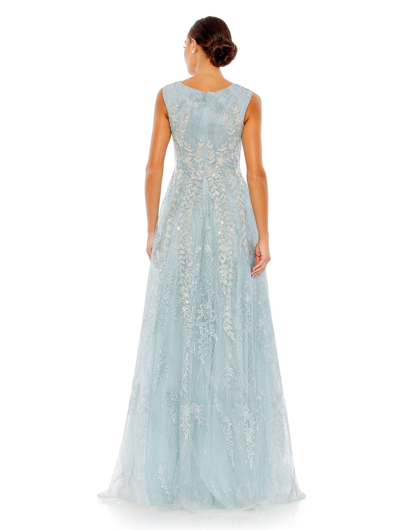 Mac Duggal Style#20312, Floral Embroidered Sleeveless A Line Gown, A line,Ball Gown,beaded,Floor Length,Lace,Sequin,sleeveless,Tulle,V-Neck, $1100.00