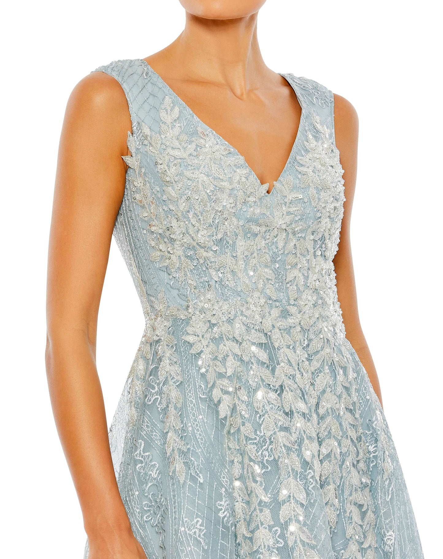 Mac Duggal Style#20312, Floral Embroidered Sleeveless A Line Gown, A line,Ball Gown,beaded,Floor Length,Lace,Sequin,sleeveless,Tulle,V-Neck, $1100.00