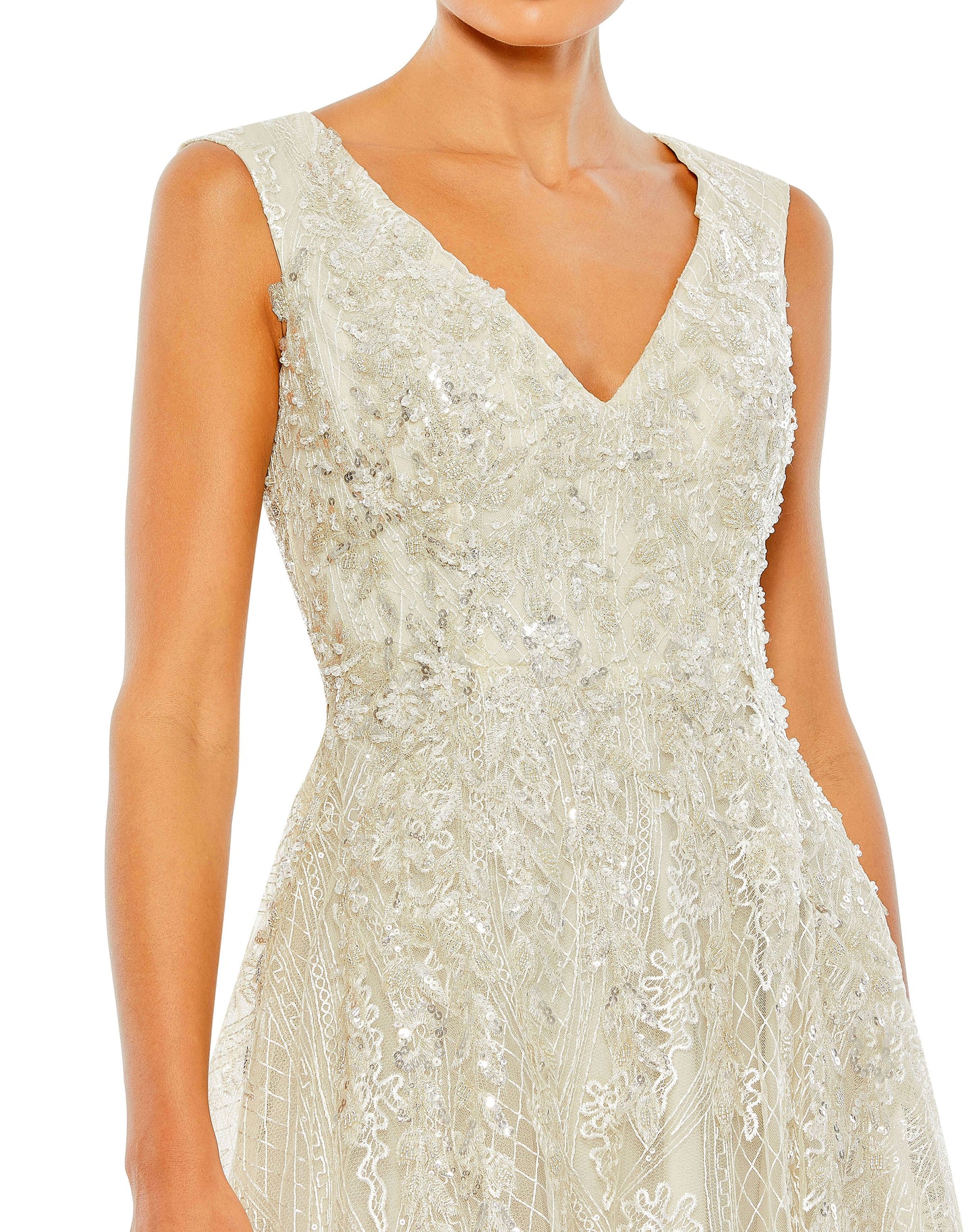 Mac Duggal Style#20312, Floral Embroidered Sleeveless A Line Gown, A line,Ball Gown,beaded,Floor Length,Lace,Sequin,sleeveless,Tulle,V-Neck, $1100.00