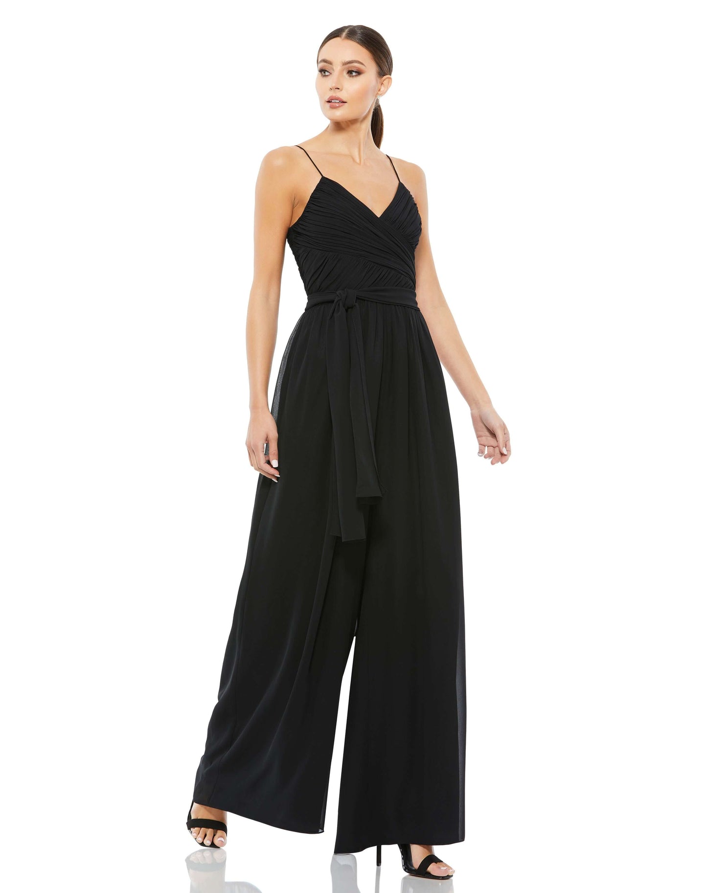 Mac Duggal Style#2651, Flowy Faux Wrap Jumpsuit, Chiffon,Floor Length,Jumpsuit,Open Back,sleeveless,V-Neck, $570.00