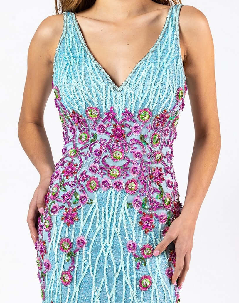 Floral detail beaded Gown