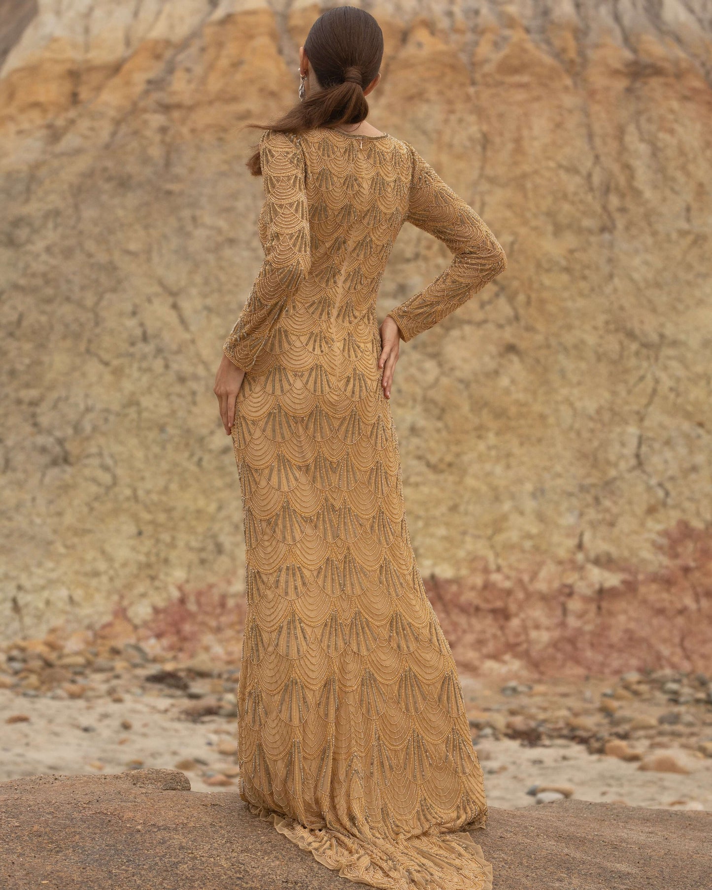 Primavera Style#3678, Long Sleeve Beaded Gown, beaded,Floor Length,long sleeve,Sequin, $570.00