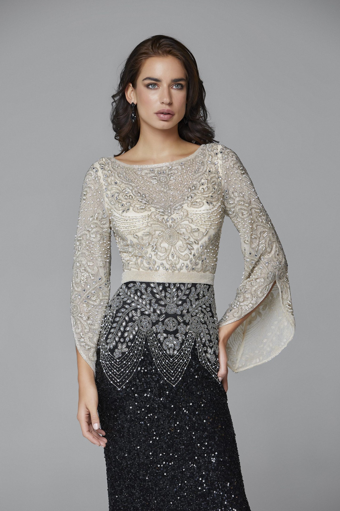 Primavera Style#3680, Bell Sleeve Beaded Evening Gown, , $750.00