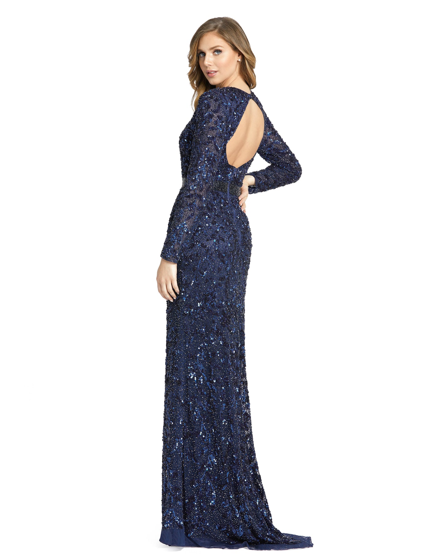 Mac Duggal Style#4316, Long Sleeve Fully Embellished Column Gown, Floor Length,long sleeve,Open Back,Sequin,Sheath, $850.00