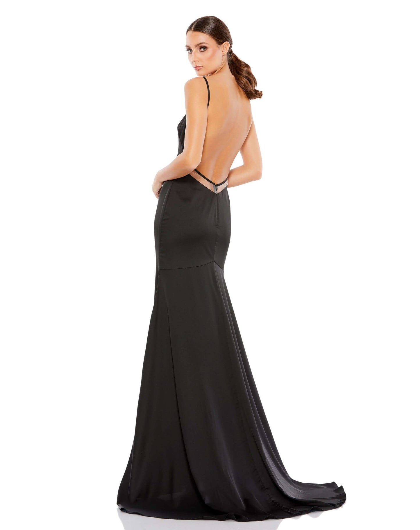 Mac Duggal Style#49104, Slinky Open-Back Cutout Gown, Floor Length,Open Back,Sheath,sleeveless, $495.00