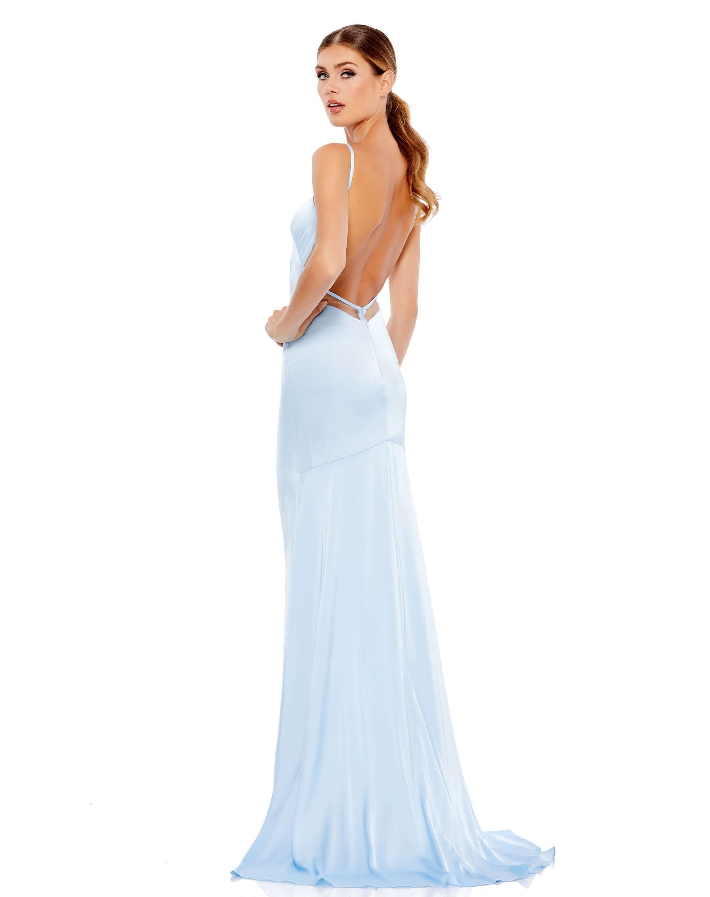Mac Duggal Style#49104, Slinky Open-Back Cutout Gown, Floor Length,Open Back,Sheath,sleeveless, $495.00