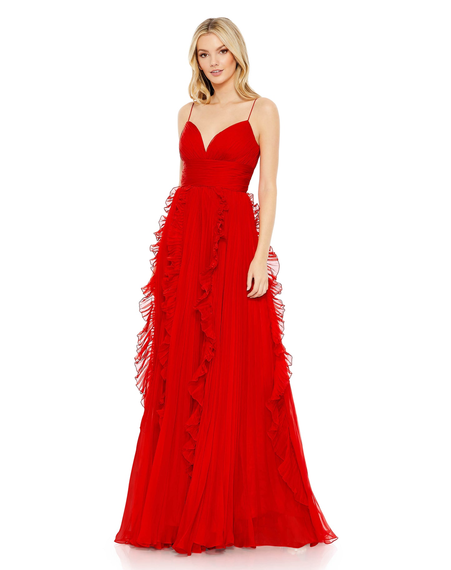 Pleated Sleeveless Flowy Gown