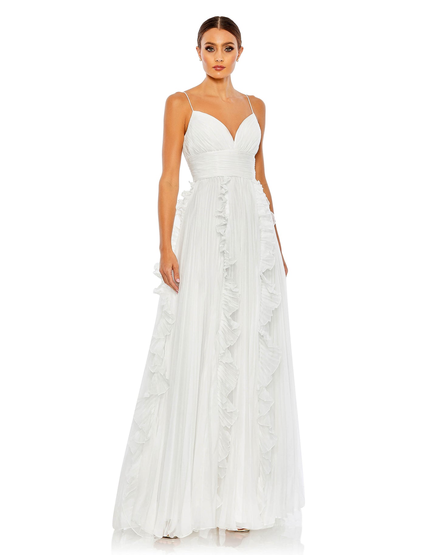 Pleated Sleeveless Flowy Gown