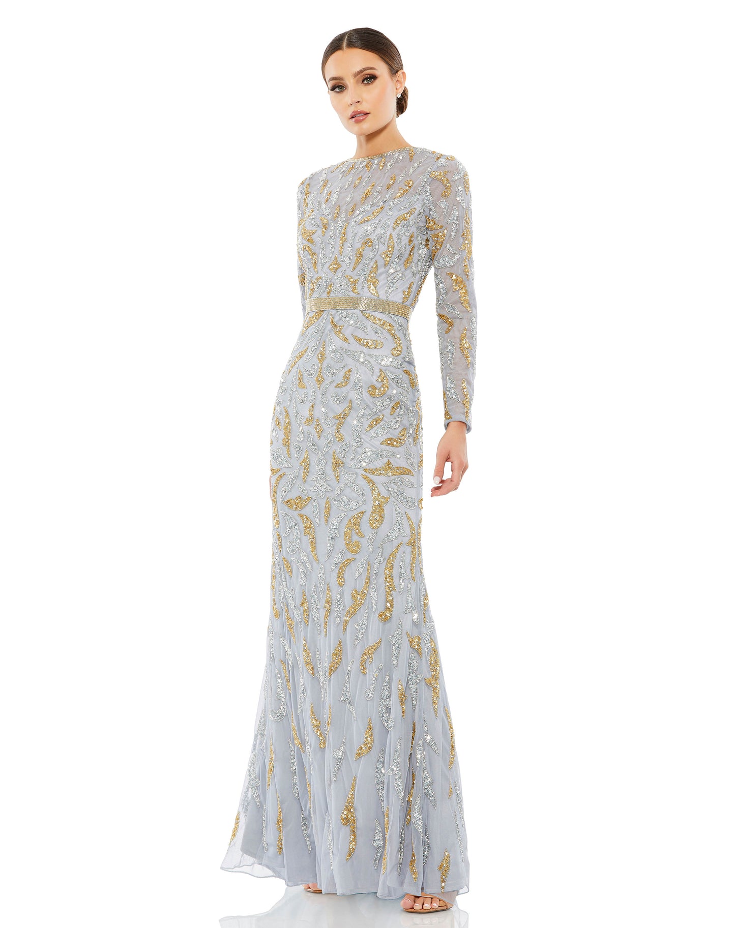 Mac Duggal Style#5124, Beaded Long Sleeve Evening Gown, Floor Length,long sleeve,Newest Arrivals,Sequin,Sheath, $850.00