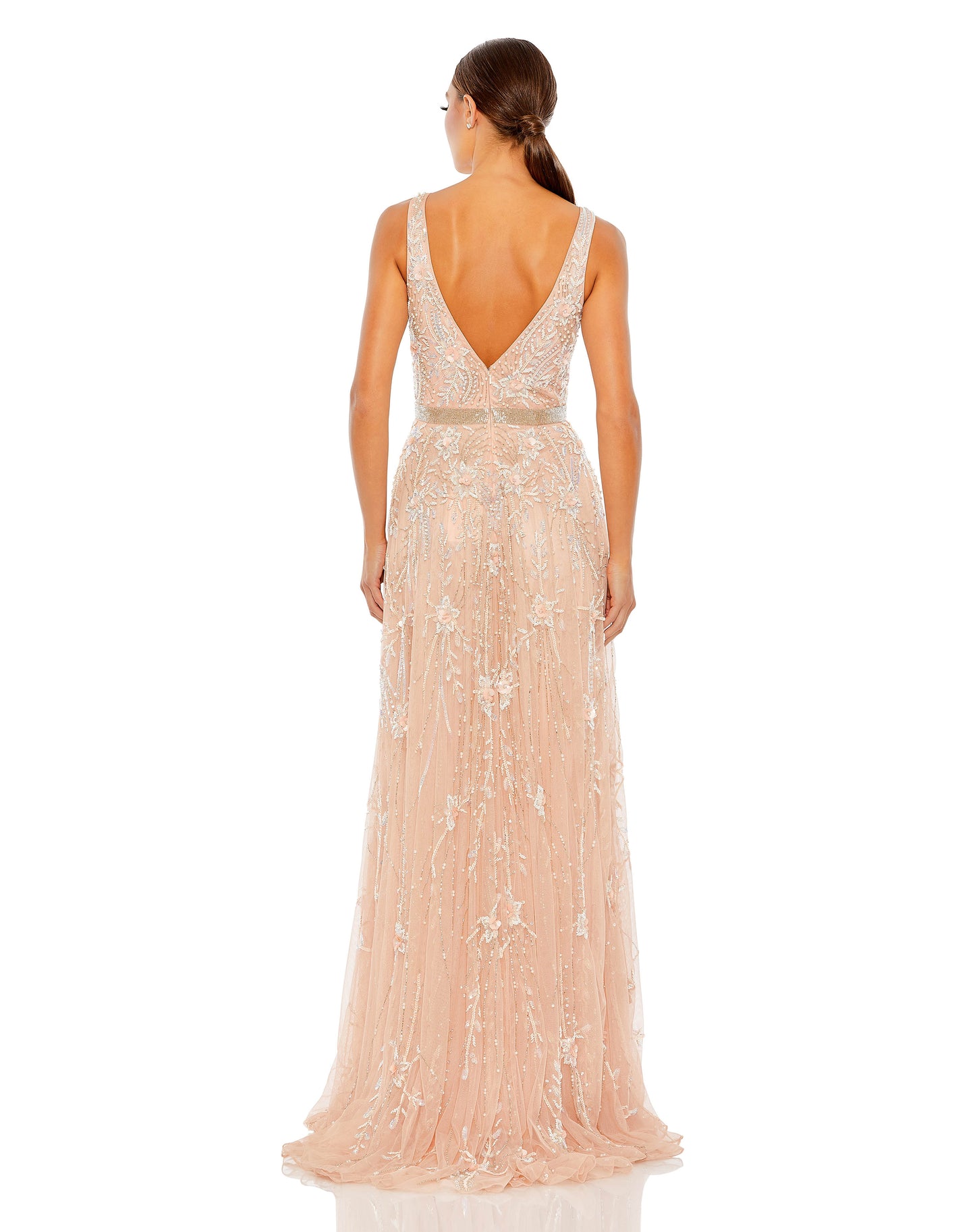Mac Duggal Style#5215, Embellished V-Neck A-Line Gown, A line,beaded,Floor Length,Open Back,Sequin,sleeveless,V-Neck, $950.00