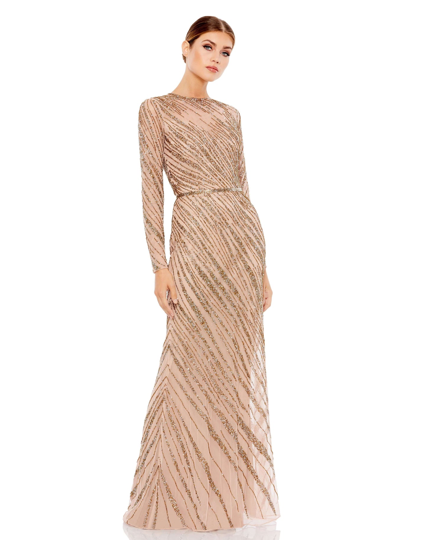 Mac Duggal Style#5240, Long Sleeve Beaded Column Gown, beaded,Floor Length,long sleeve,Sheath, $850.00