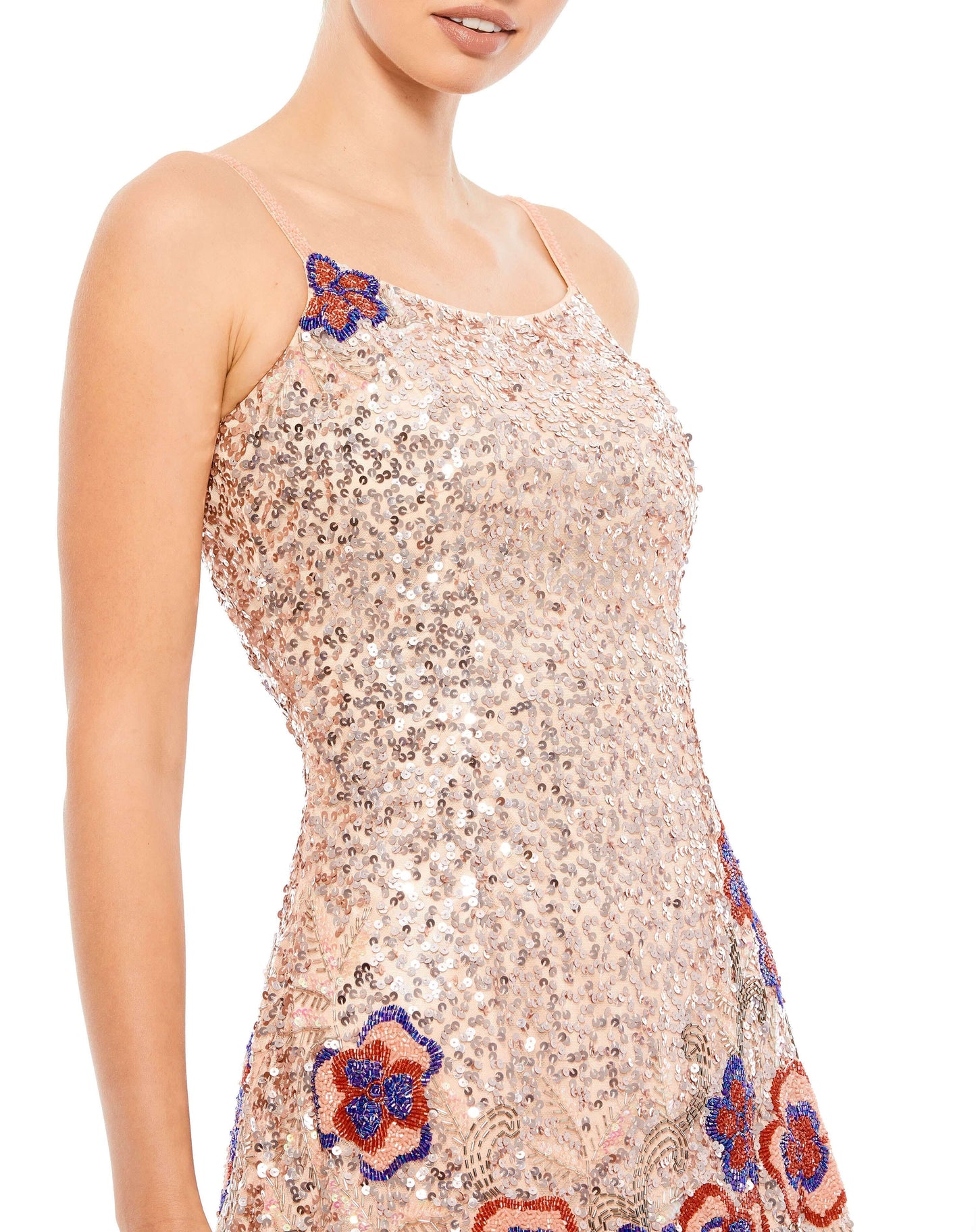 Mac Duggal Style#5250, Floral Sequined Low Back Mini Dress, Mini,Open Back,Sequin,sleeveless, $595.00