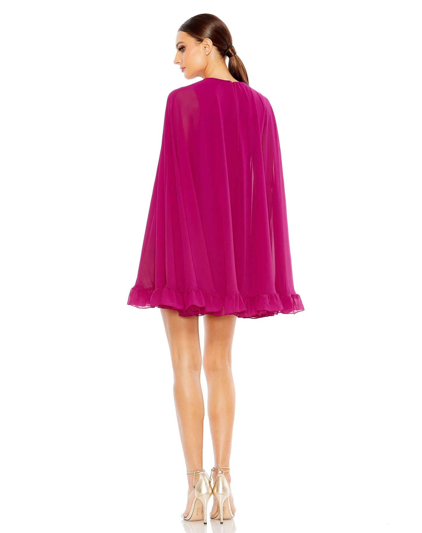 Mac Duggal Style#55407, High Neck Ruffle Hem Cape Mini Dress, Cocktail,Newest Arrivals,Ruffles,short, $620.00