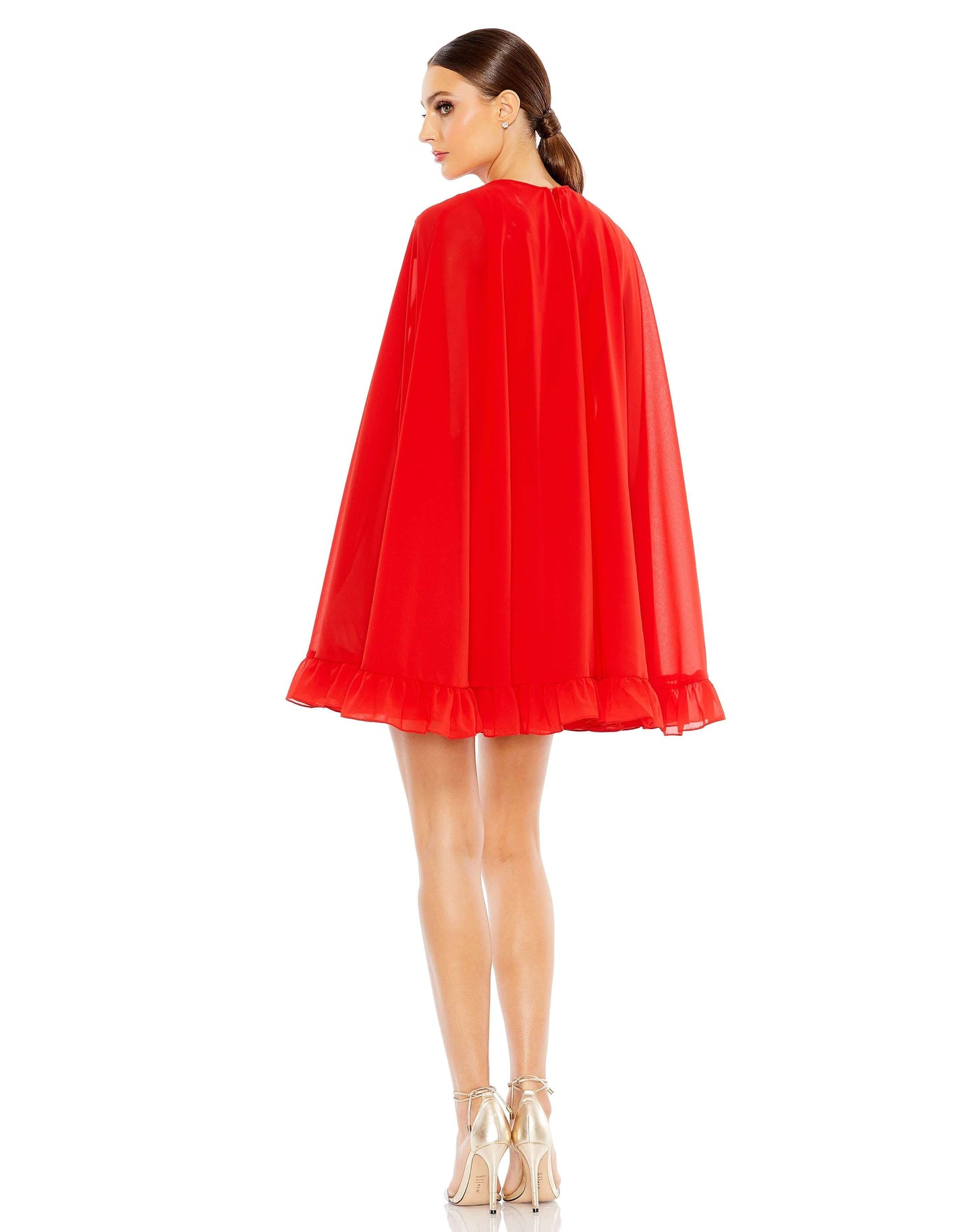 Mac Duggal Style#55407, High Neck Ruffle Hem Cape Mini Dress, Cocktail,Newest Arrivals,Ruffles,short, $620.00
