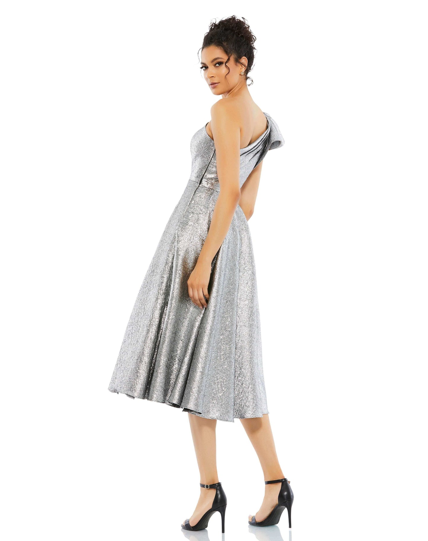 Mac Duggal Style#67906, One Shoulder Bow Midi Dress, Cocktail,Metallic,Newest Arrivals,One Shoulder,short, $730.00